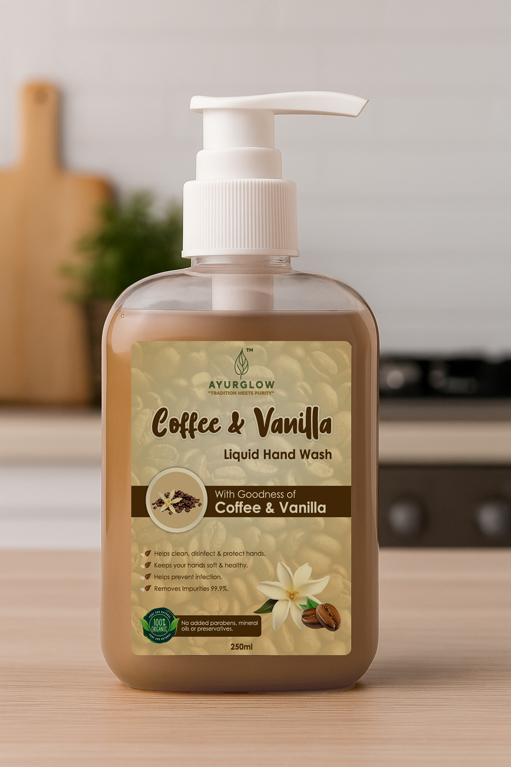 Ayurglow Coffee & Vanilla Herbal Hand wash Gel – image 1