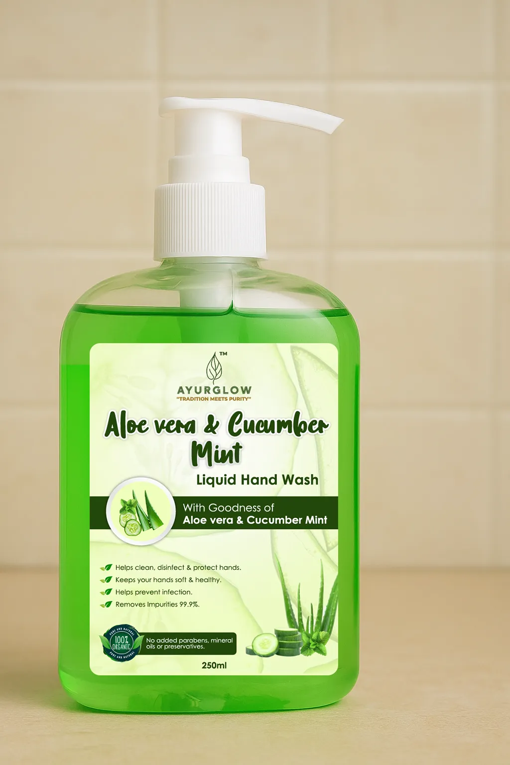 AYURGLOW HAND WASH Allovera & Cucumber Mint – image 1