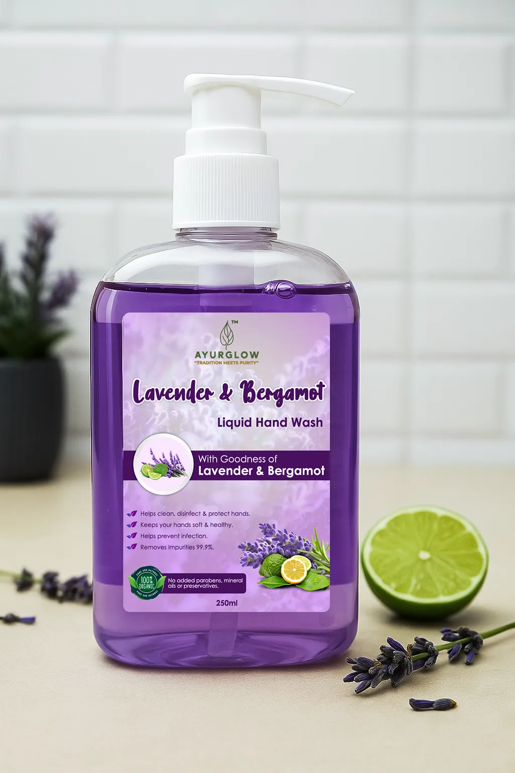 Ayurglow Lavender & Bergamot Herbal Handwash Gel – image 1