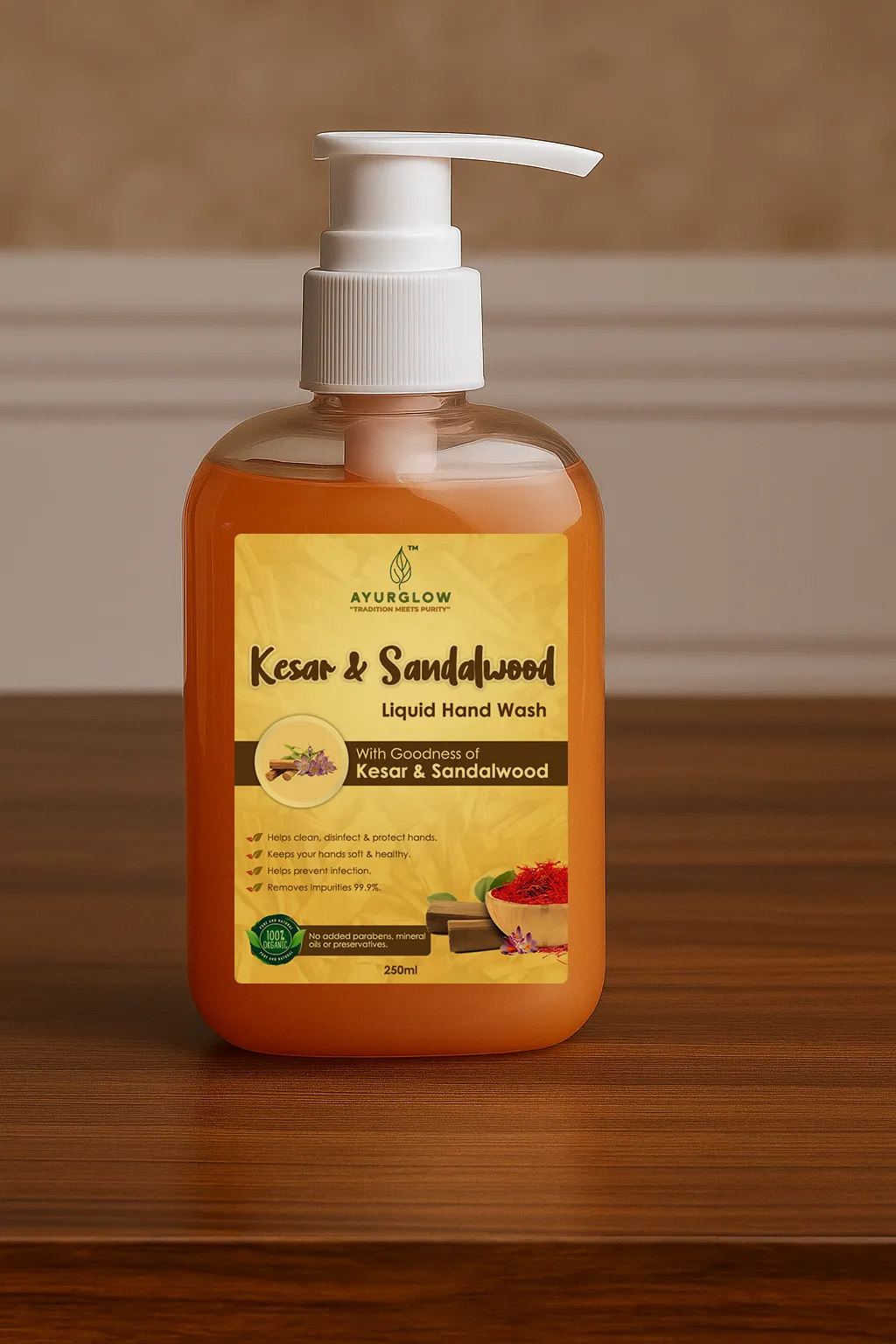 Ayurglow Kesar & Sandalwood Herbal Hand wash Gel – image 1