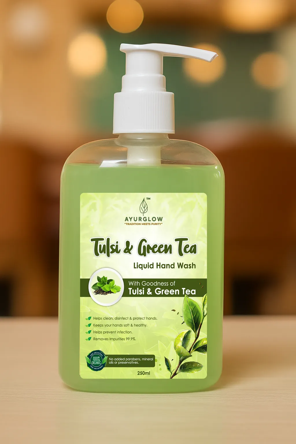 AyurGlow Herbal Hand Wash Gel Tulsi & Green Tea – image 1