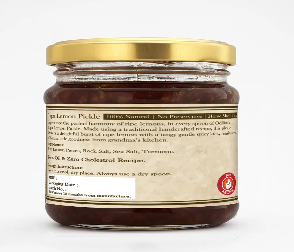 Bapa Lemon Pickle Home Made 325 gm (Jain Recipe) – image 2
