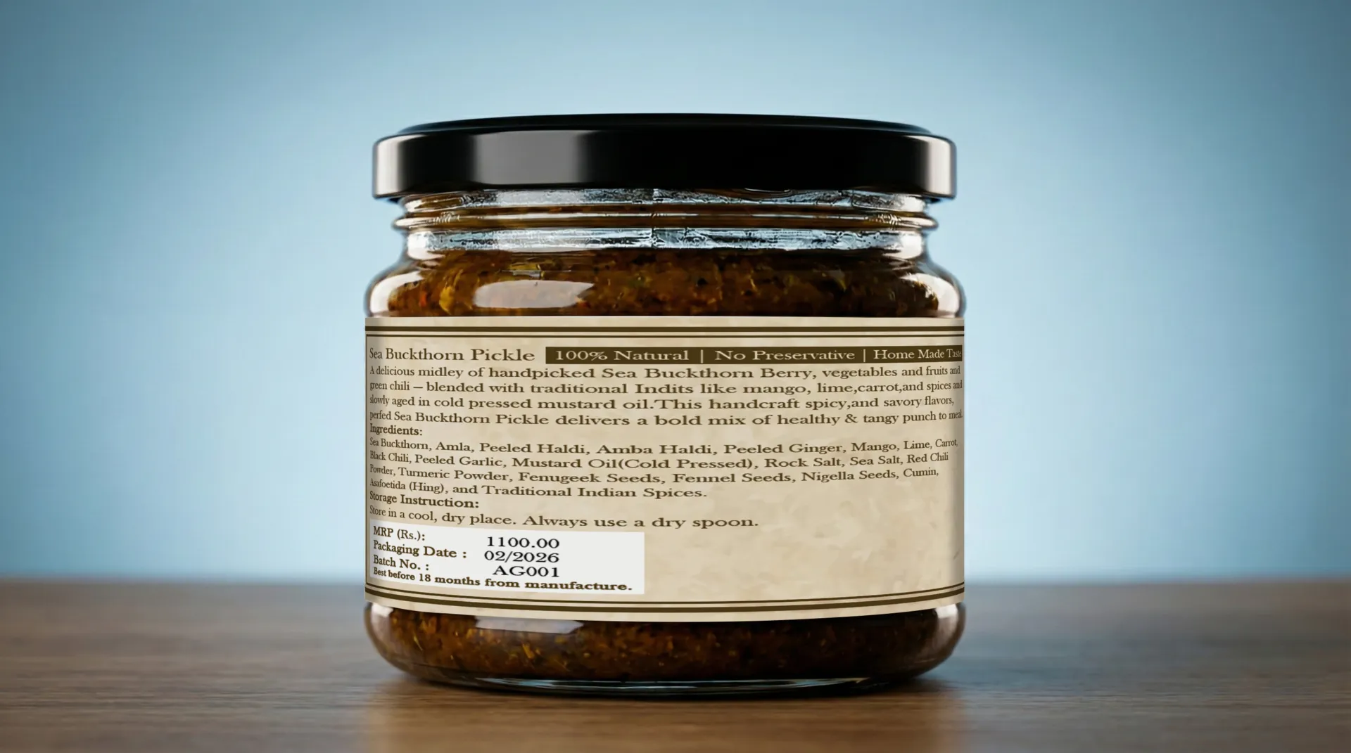 Sea Buckthorn Pickle Home Made 325GM from Odilite Organic – image 4