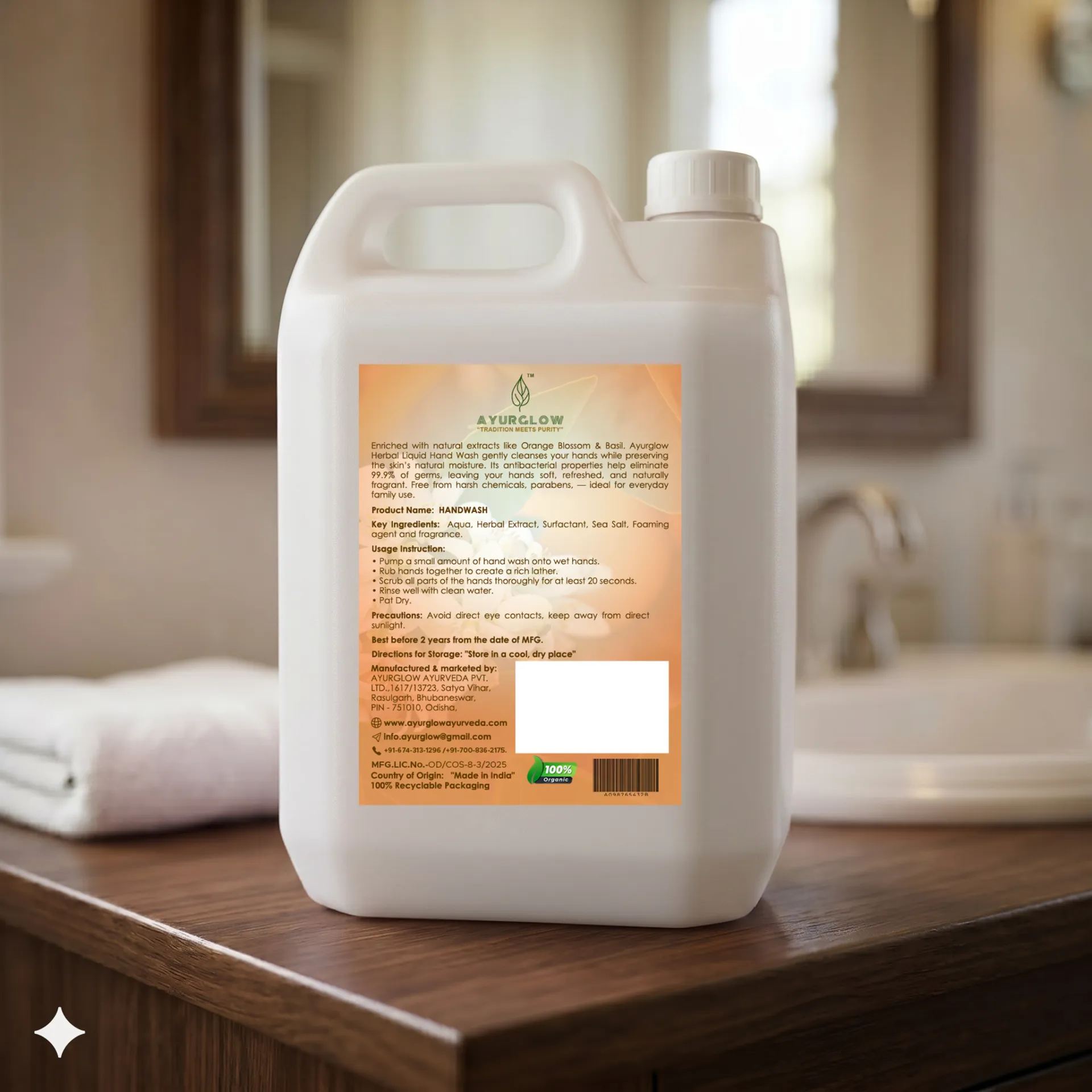 Ayurglow Orange Blossom with Basil Herbal Handwash Gel – image 4