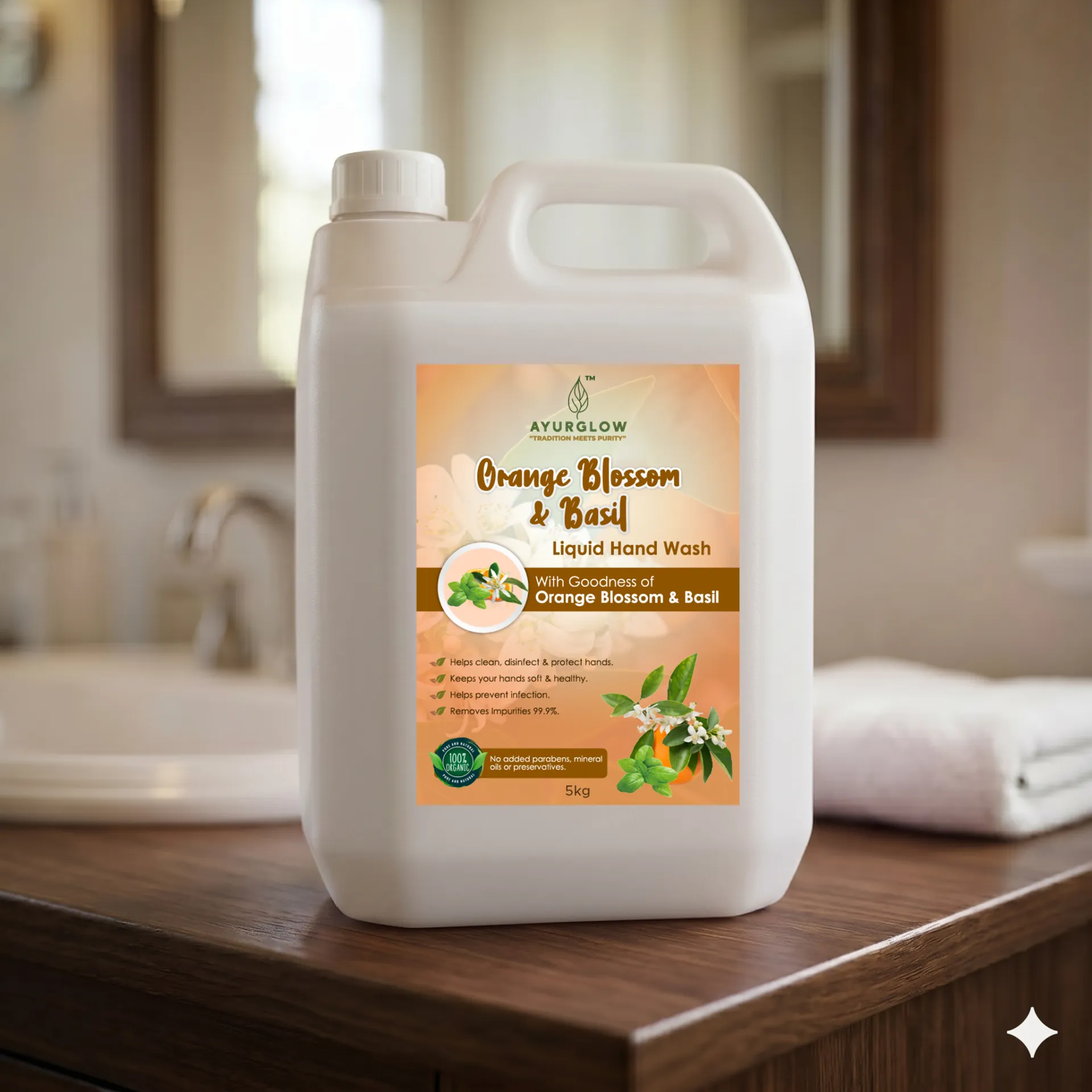 Ayurglow Orange Blossom with Basil Herbal Handwash Gel – image 3