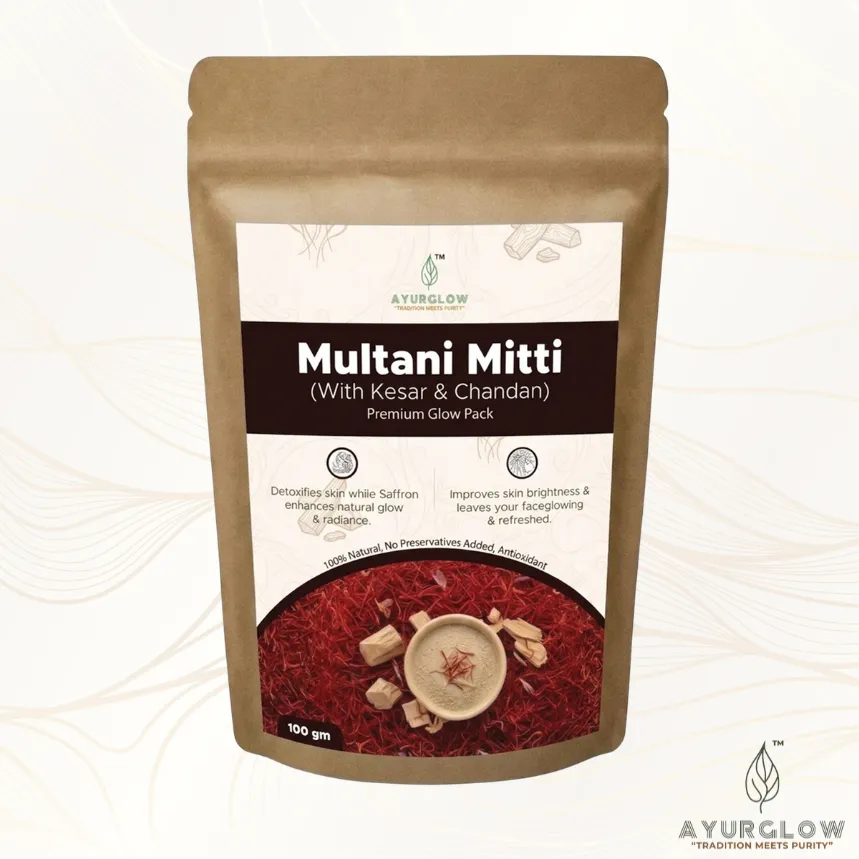 AyurGlow Multani Mitti with Chandan & Kesar – image 1