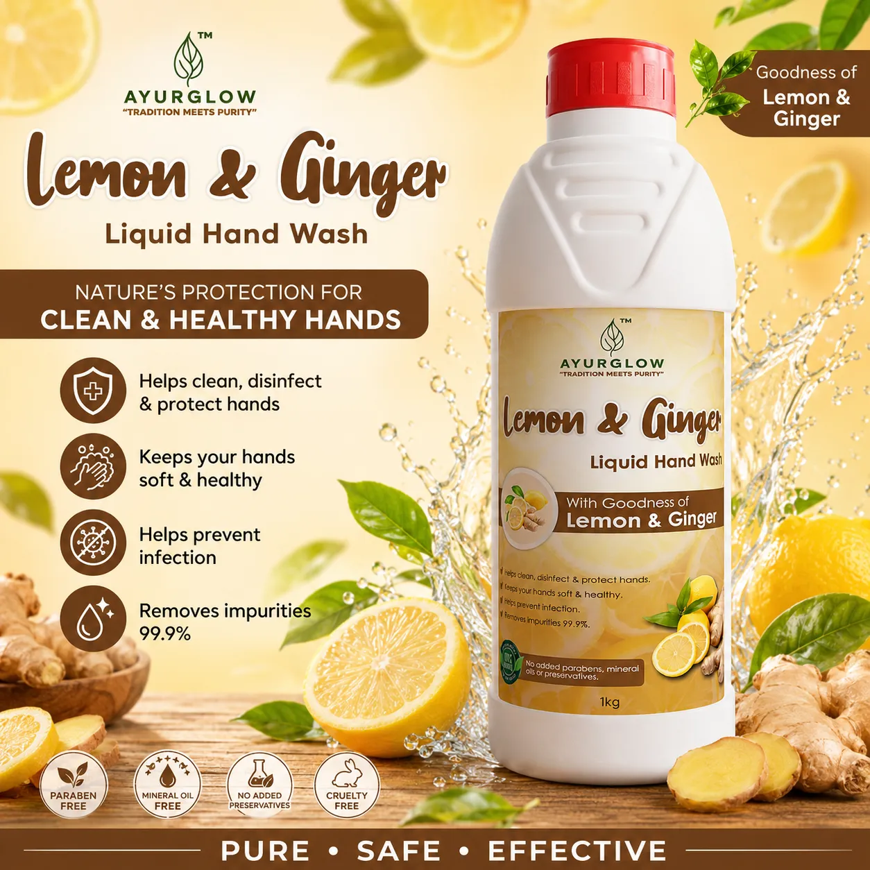 Ayurglow Orange Blossom with Basil Herbal Handwash Gel – image 5
