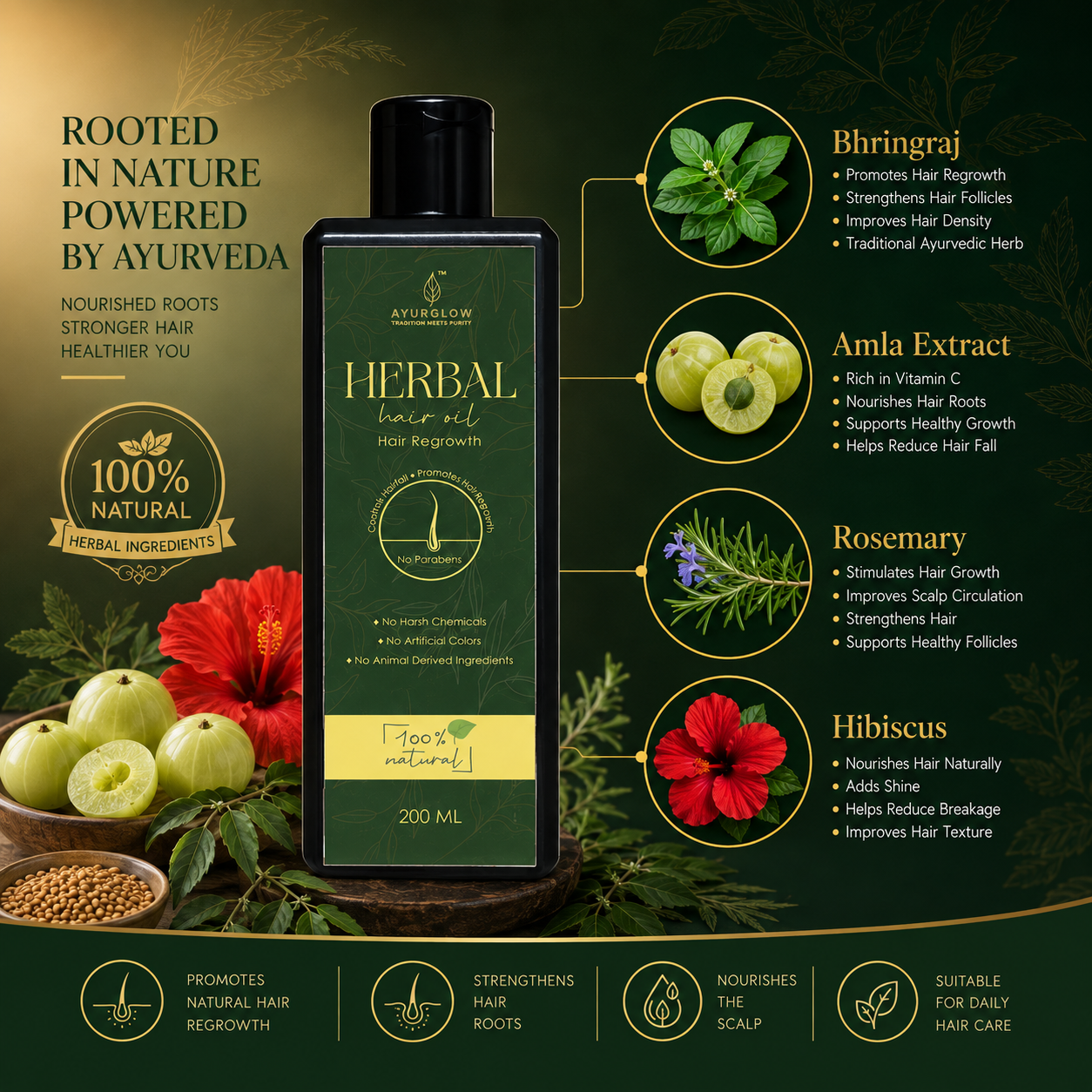 Ayurglow Herbal Regrowth Hair Oil – image 1