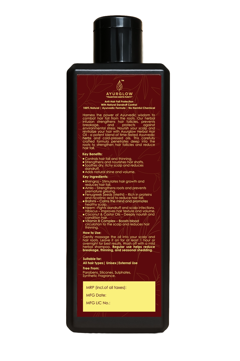 Ayurglow Herbal Anti Hair Fall Oil 200ML – image 3